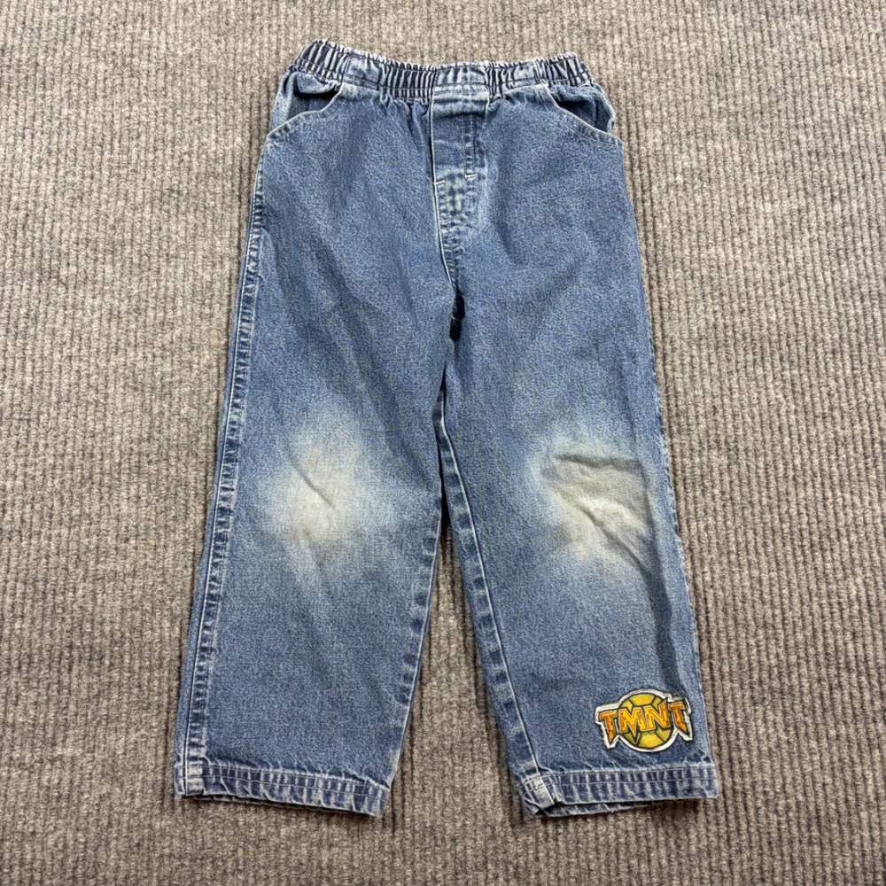 TMNT Teenage Mutant‎ Ninja Turtles Boys Jeans Denim Pants Blue Elastic Waist 4T